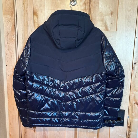 Tommy Hilfiger Multimedia Puffer Jacket Hooded M Dark Blue Warm Shiny - Picture 2 of 10